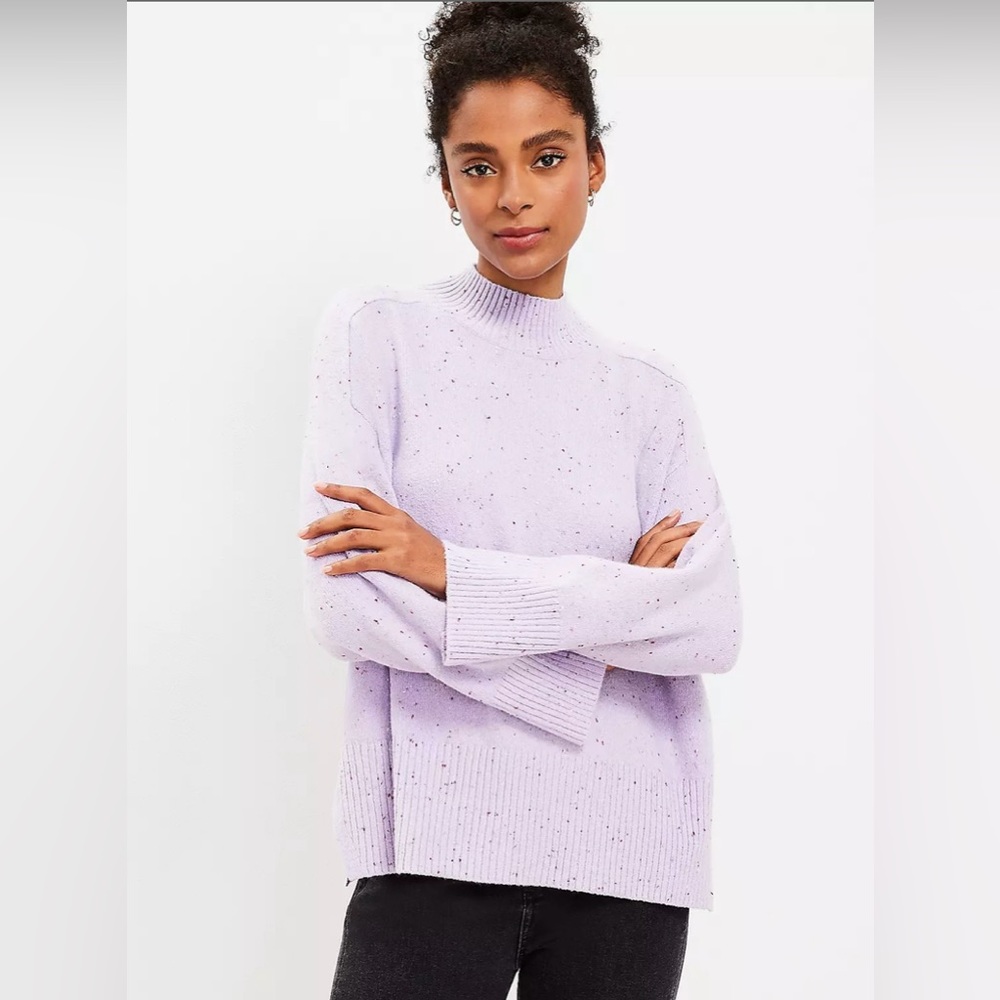 NWT LOFT Flecked Mock Neck Poncho Sweater
